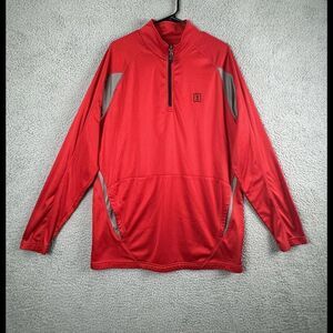 PGA Tour Jacket Mens Extra Large Red Black 1/4 Zip Mock Neck Pullover Shirt